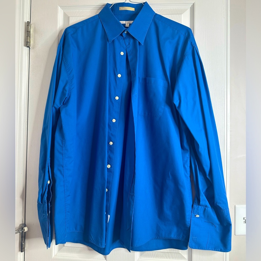 Perry Ellis Button Down Shirt with Cuffs, Size 17 34/35